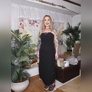 Black Spaghetti Strap Cargo Maxi Dress